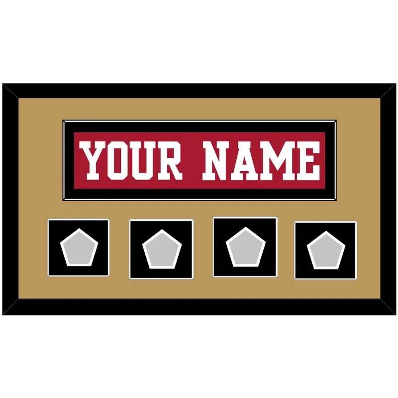 San Francisco Nameplate & 4 Super Bowl Patches - Home Red - Single Mat 3