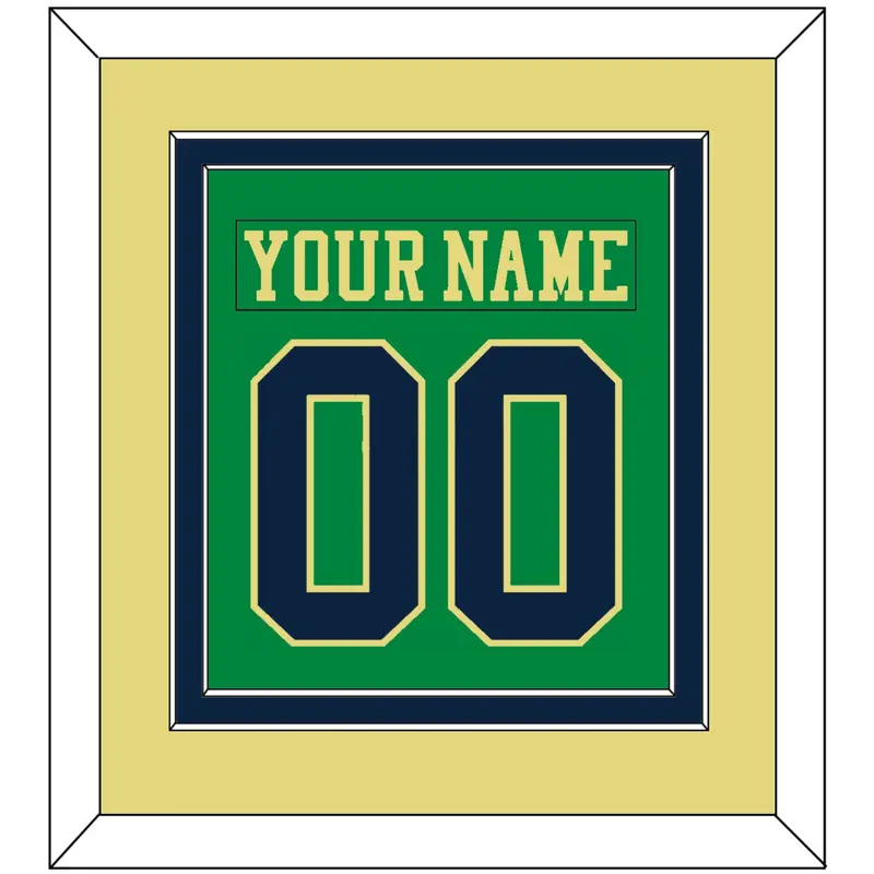 Notre Dame Hockey Nameplate & Number (Back) Combined - Alternate Green (2015) - Double Mat 5