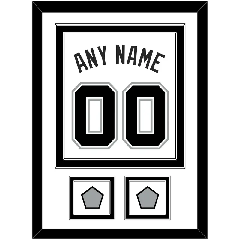 San Antonio Name & Numbers With 2 Finals Patches - Home White (2002-2017) - Double Mat 2