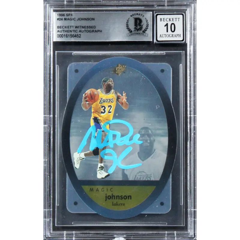 Lakers Magic Johnson Authentic Signed 1996 SPX #24 Card Auto 10! BAS Slabbed 2
