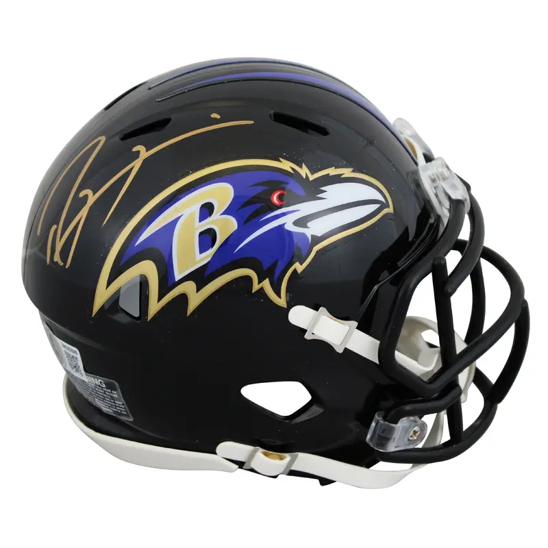 Ravens Ray Lewis Authentic Signed Speed Mini Helmet w/ Gold Sig BAS Witnessed
