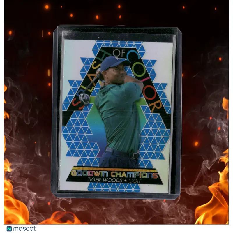 2022 UD Goodwin Champions Tiger Woods Splash of Color Rainbow Blue #SCP20