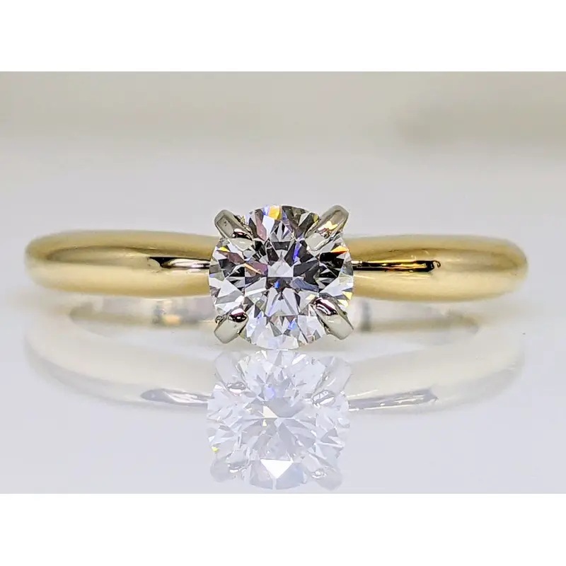 14k .46 CARAT TOTAL SI H-I DIAMOND ROUND 4-PRONG SOLITAIRE ESTATE RING 2.6 GRAMS