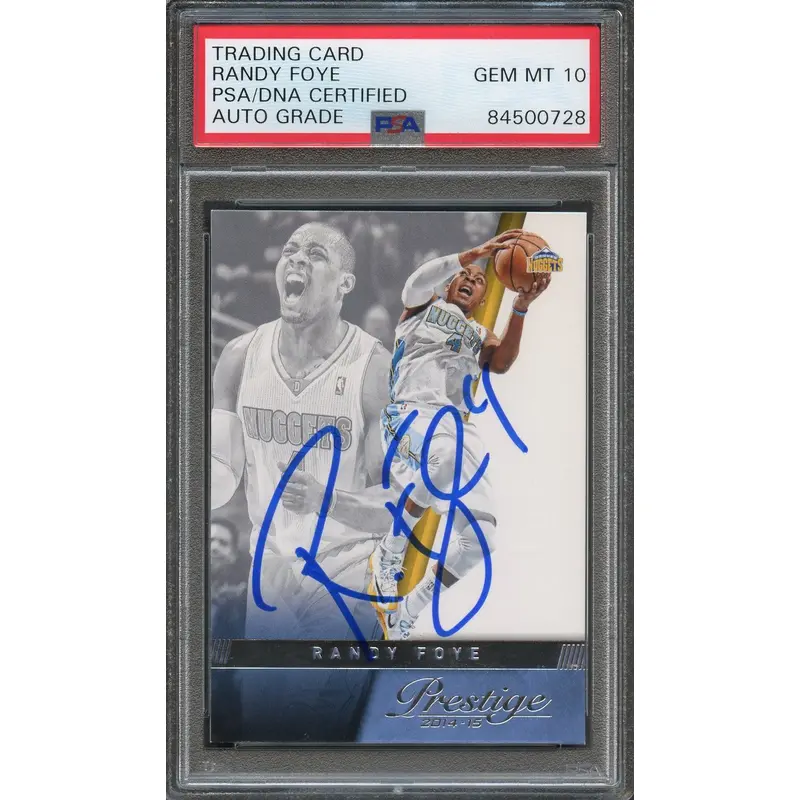 2014-15 Panini Prestige #149 Randy Foye Signed Card AUTO 10 PSA Slabbed Nuggets