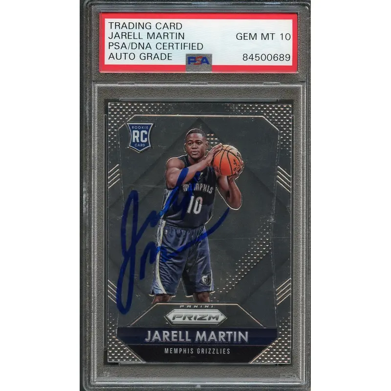 2015-16 Panini Prizm #301 Jarell Martin Signed Card AUTO 10 PSA Slabbed RC Grizzlies