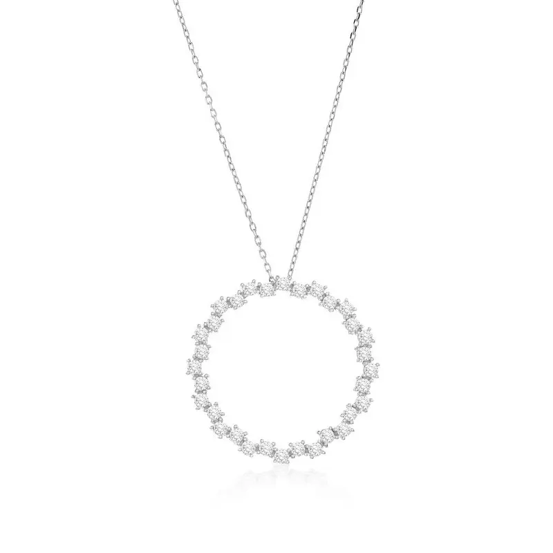 Sterling Silver, Open Circle CZ Necklace