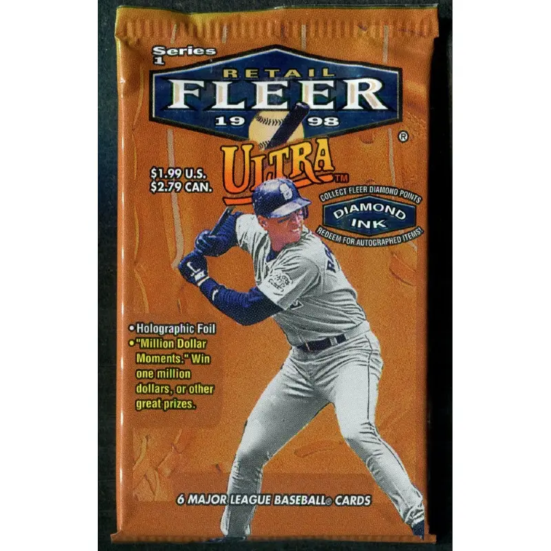 1998 Fleer Ultra Baseball Unopened Series 1 Pack (Retail) (Pre-Priced) (6)