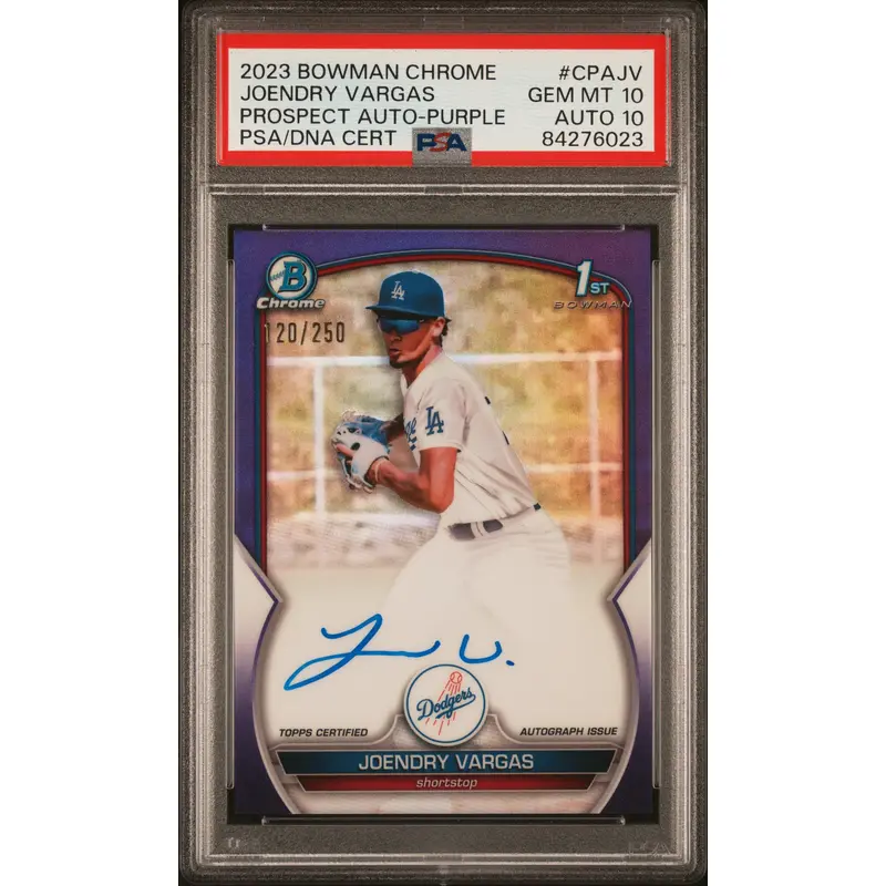 Joendry Vargas 2023 Bowman Chrome Purple Auto #120/250 PSA 10 Gem Mint