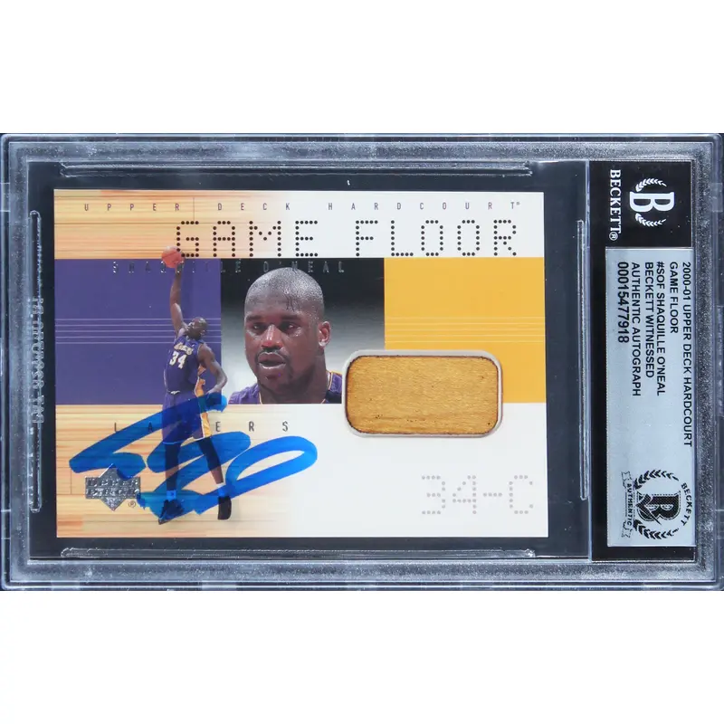 Shaquille O'Neal Signed 2000 UD Hardcourt Game Floor #SOF Card Auto 10! BAS Slab
