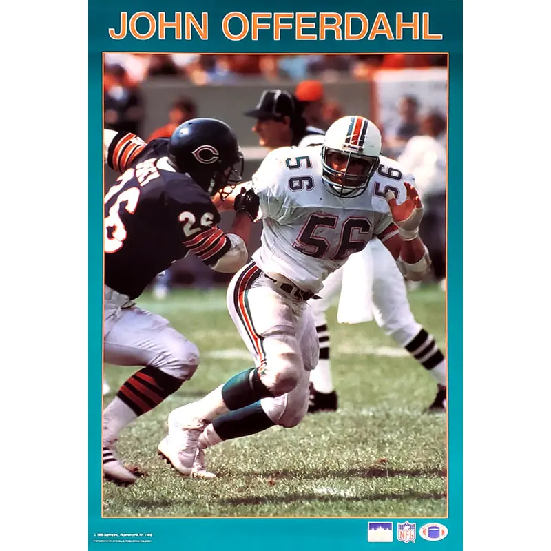John Offerdahl "Action" Miami Dolphins Series NFL Action Poster - Starline 1988