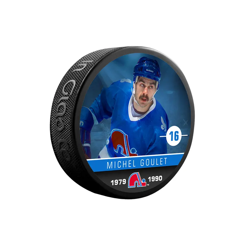 NHLAA Alumni Michel Goulet Quebec Nordiques Souvenir Collector Hockey Puck