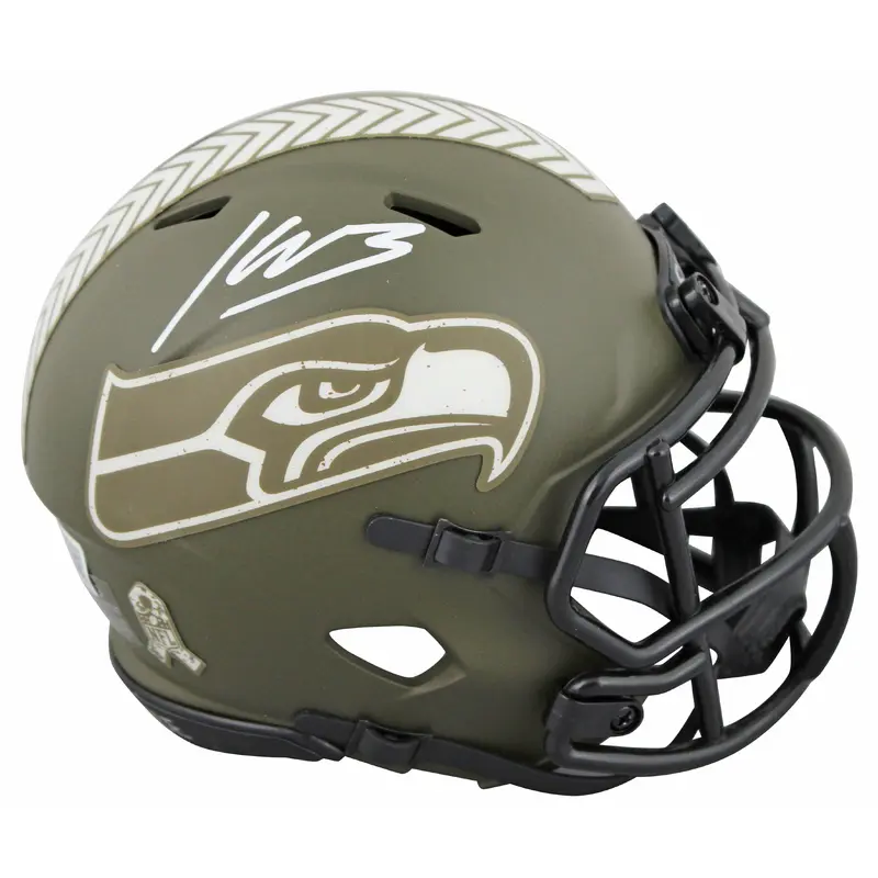 Seahawks Kenneth Walker III Signed Salute To Service Speed Mini Helmet BAS Wit