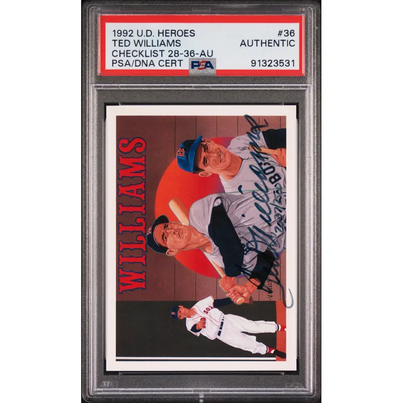 Ted Williams 1992 Upper Deck Heroes Autograph #2027/2500 PSA Authentic
