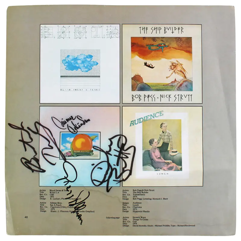 The Allman Brothers (4) Signed 12x12 Album Cover Book Page BAS #AB14669