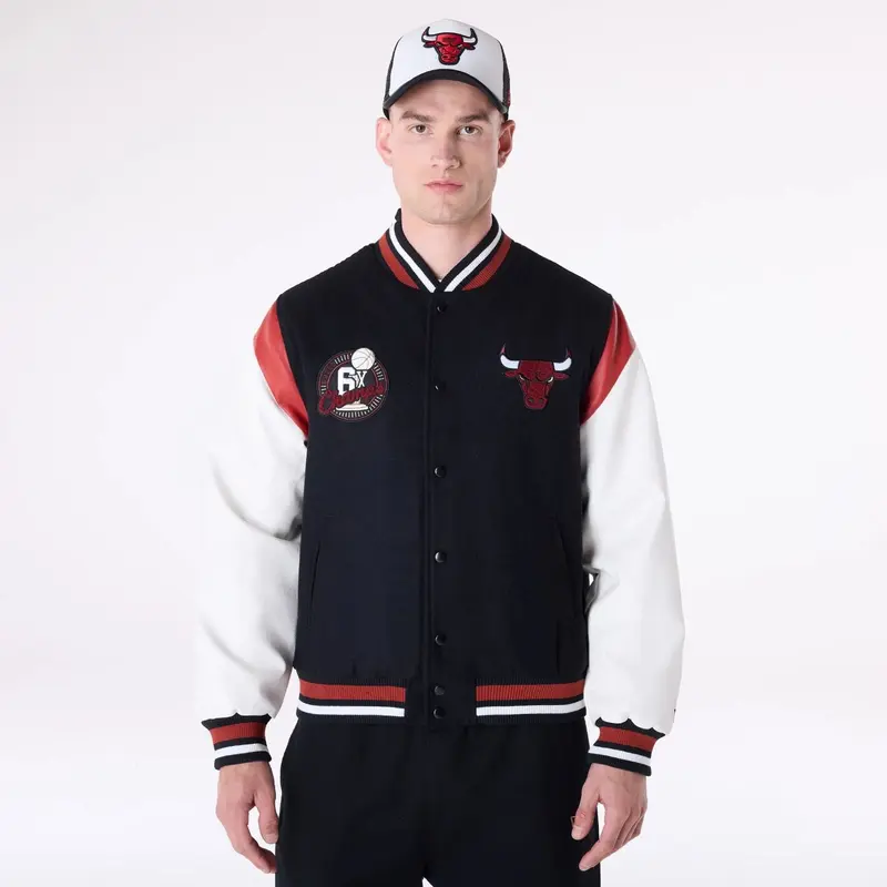 Chicago Bulls NBA Floral Black Varsity Jacket