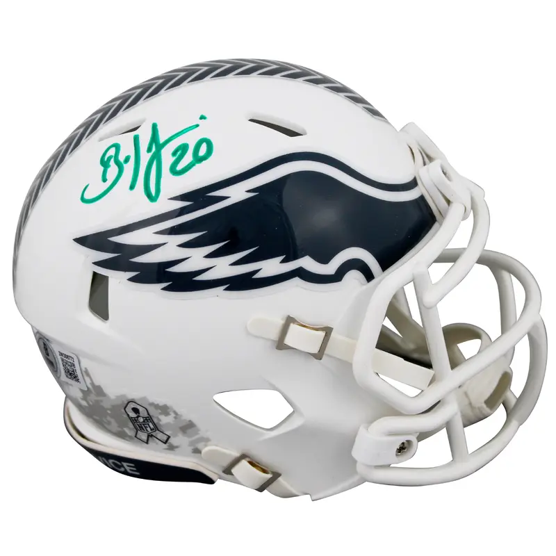 Eagles Brian Dawkins Signed Salute To Service III Speed Mini Helmet BAS Witness