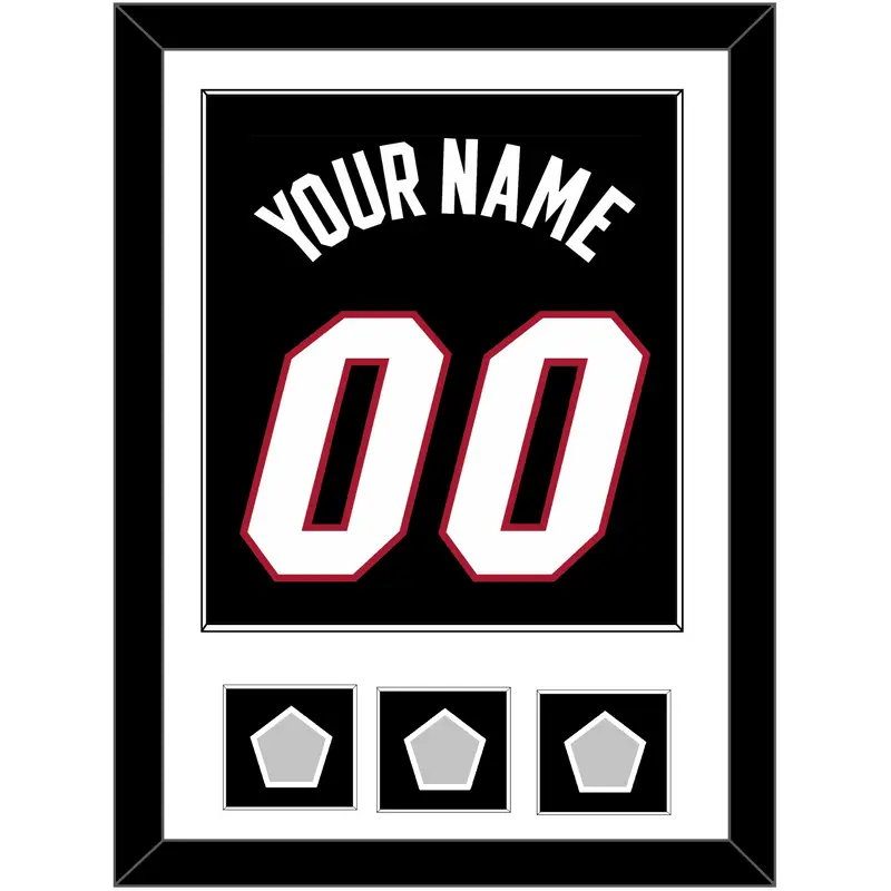 Miami Name & Number With 3 Finals Patches - Road Black (1999-2008) - Single Mat 1