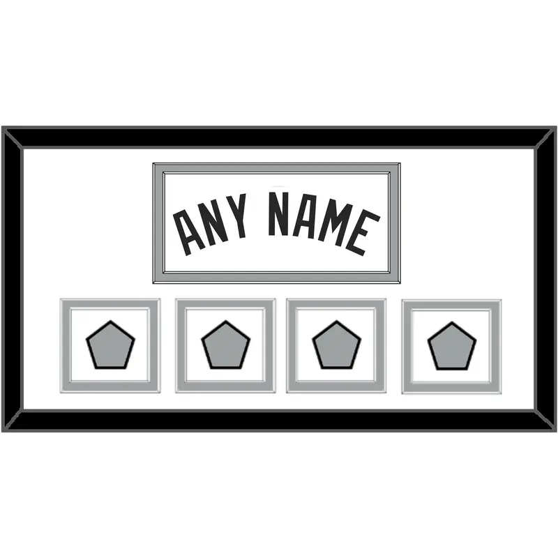 San Antonio Name With 4 Champions Banner Patches - Home White (2002-2017) - Double Mat 1