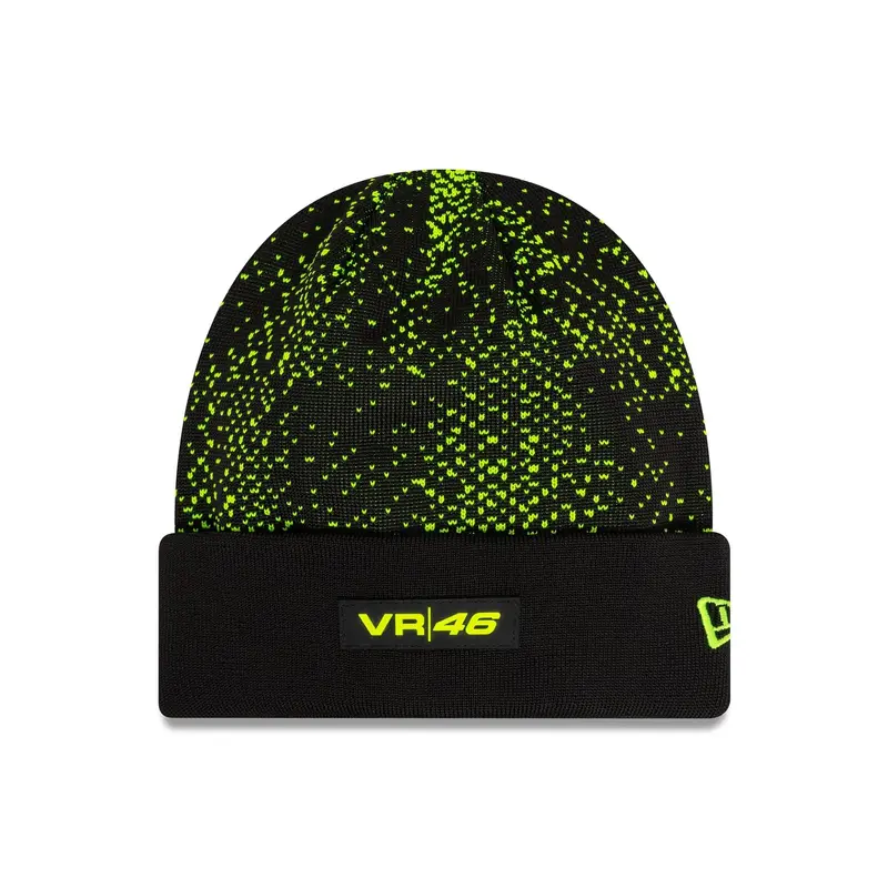 VR46 Halftone Cuff Black Cuff Knit Beanie Hat
