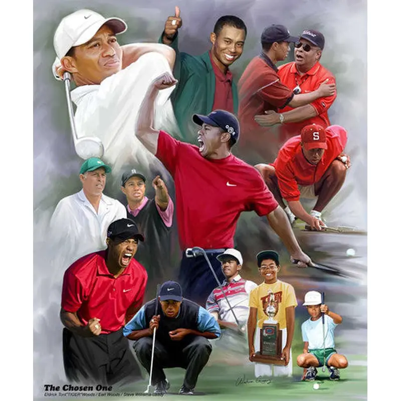 Tiger Woods "The Chosen One" Career Collage Art Print Poster - Wishum Gregory