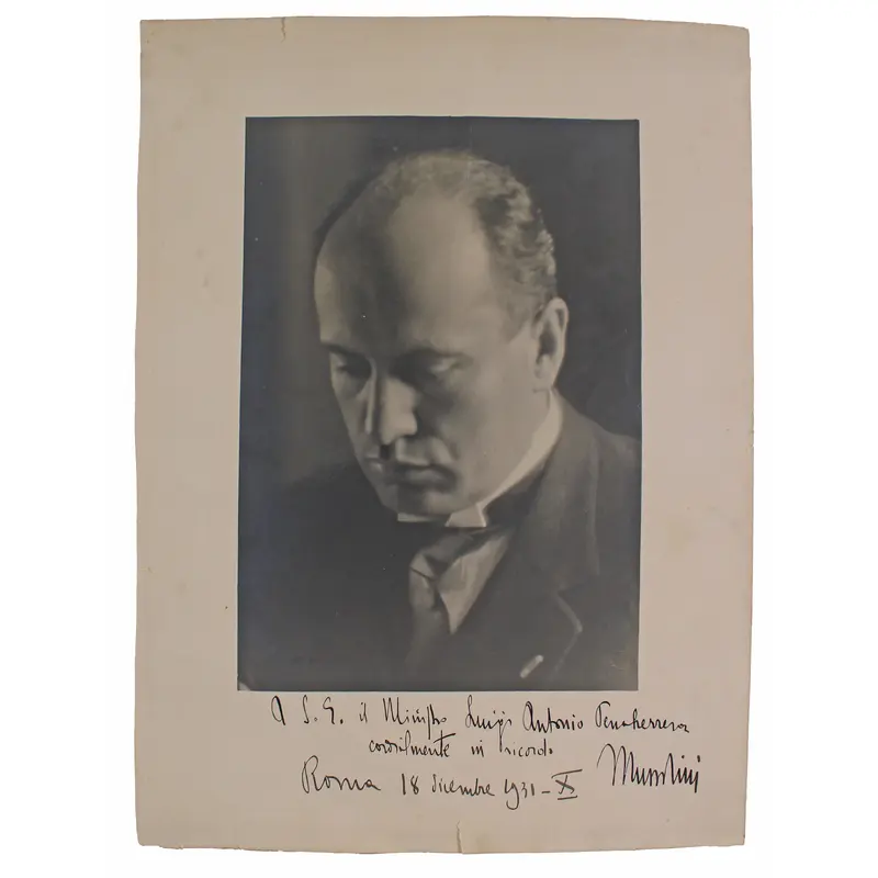 Benito Mussolini "Rome December 18, 1931 - X" Signed 10.25 x 13.25 Photo BAS
