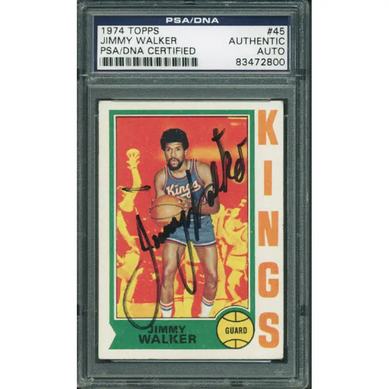 Kings Jimmy Walker Authentic Signed Card 1974 Topps #45 PSA/DNA Slabbed