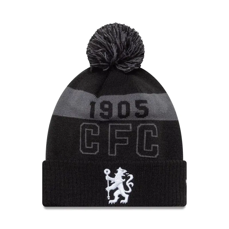 Chelsea FC Lion Crest Black Sport Knit Beanie Hat