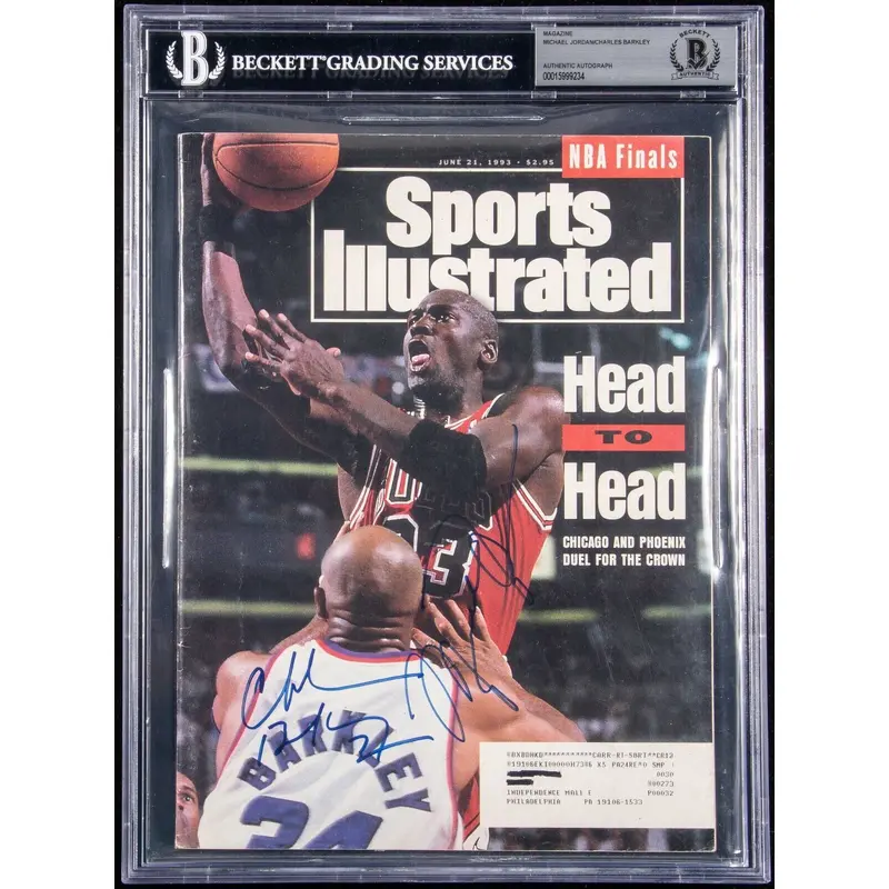Michael Jordan & Charles Barkley Signed 1993 NBA Finals Sports Illustrated BGS
