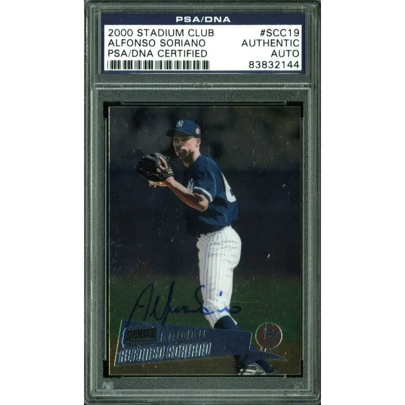 Yankees Alfonso Soriano Signed Card 2000 Stadium Club #SCC19 PSA/DNA Slabbed