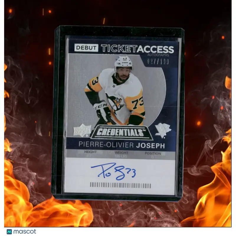 2020-21 Upper Deck Credentials Pierre-Olivier Joseph Ticket Rookie Auto 027/199