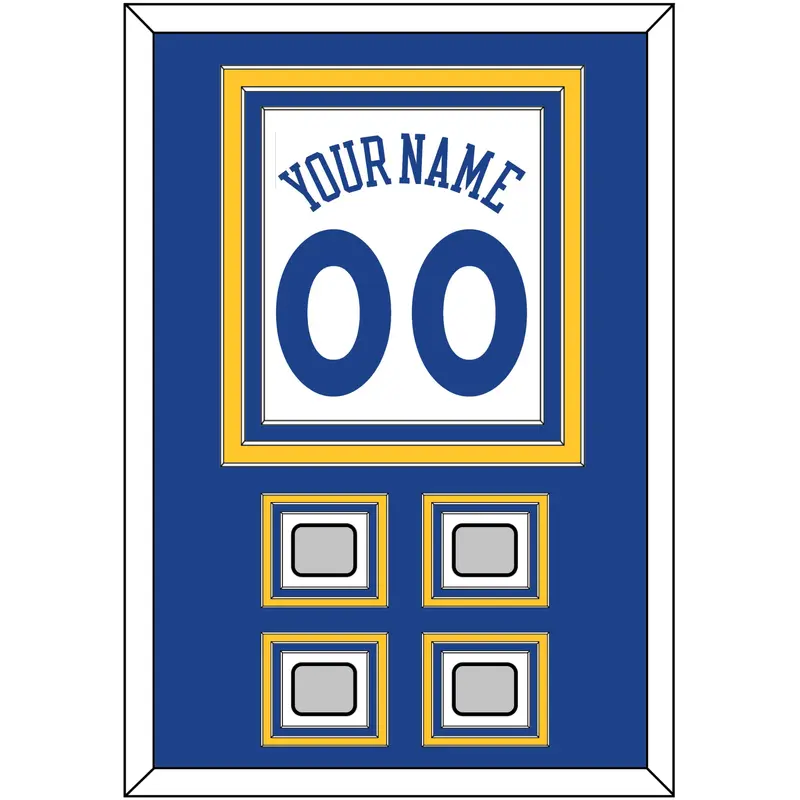 Golden State Name & Number With 4 Champions Patches - Home White (2010-2019) - Triple Mat 2