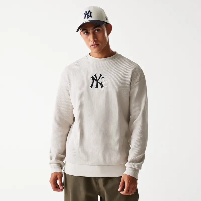 New Era - MLB WAFFLE - Oversize Crewneck - New York Yankees - Stone