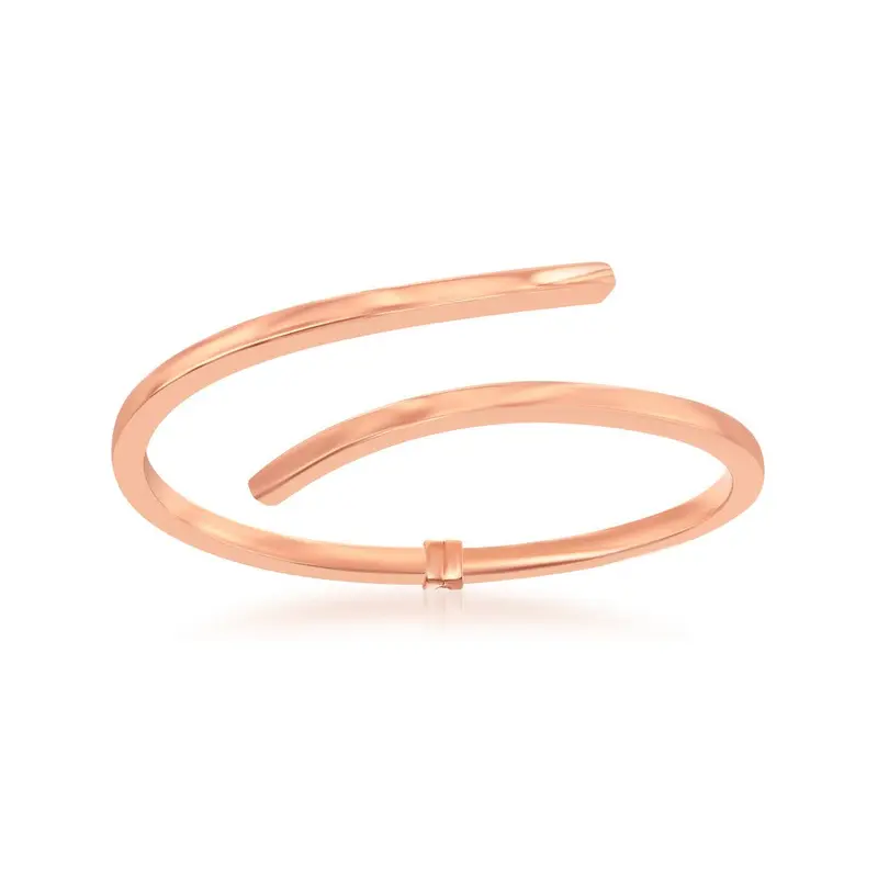 Sterling Silver Double Wave Design Bangle - Rose Gold Plated