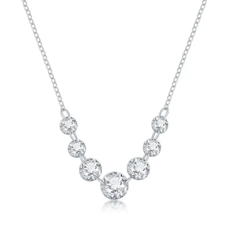 Sterling Silver Graduating CZ Necklace