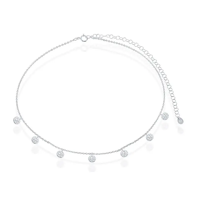Sterling Silver Micro Pave Discs by the Yard Choker