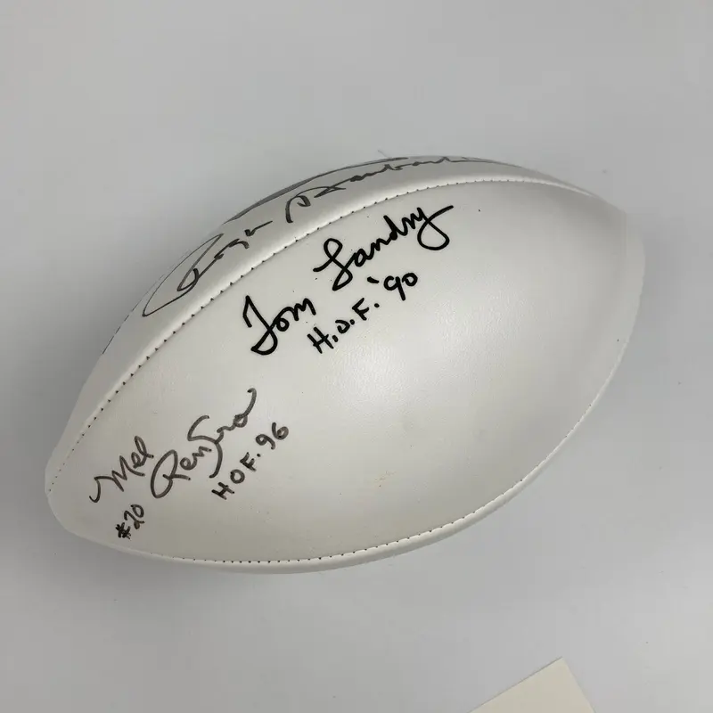 Tom Landry HOF 1990 Roger Staubach Signed Dallas Cowboys Football JSA COA