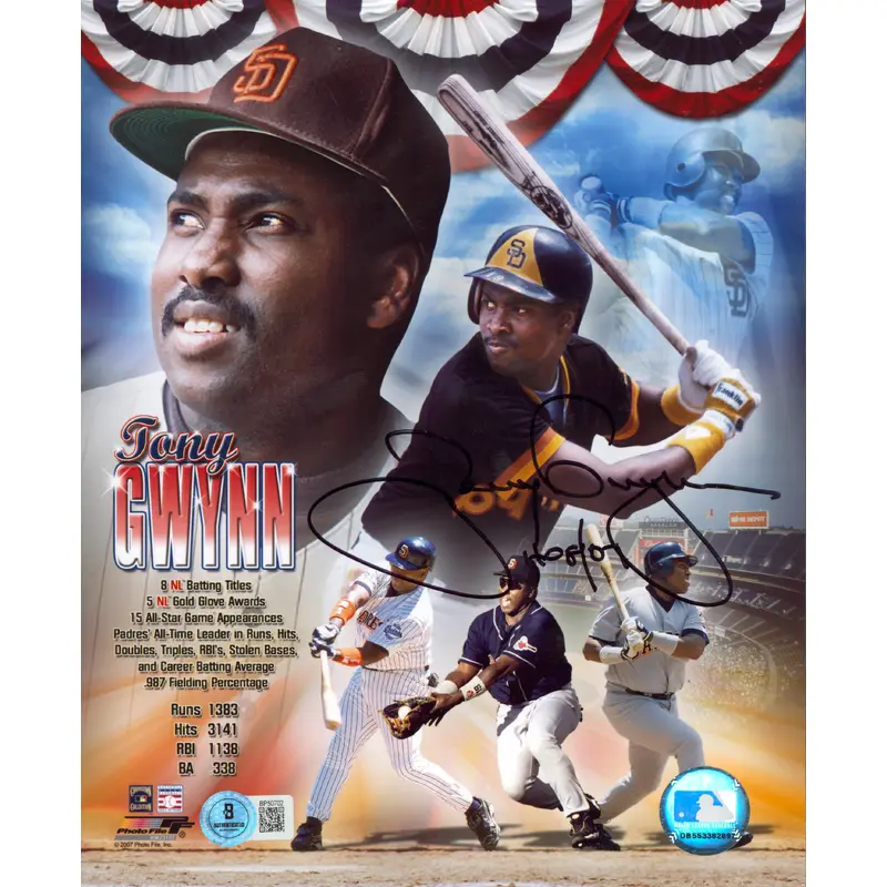 Padres Tony Gwynn "HOF 07" Authentic Signed 8x10 Photo Autographed BAS #BP50702