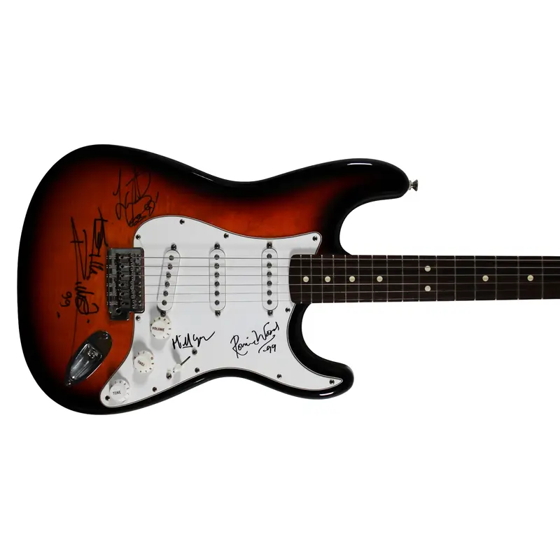 Rolling Stones (4) Jagger, Richards, Wood & Watts  Signed Fender Guitar BAS LOA