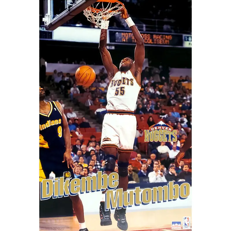 Dikembe Mutombo "PowerSlam" Denver Nuggets NBA Action Poster - Starline 1995