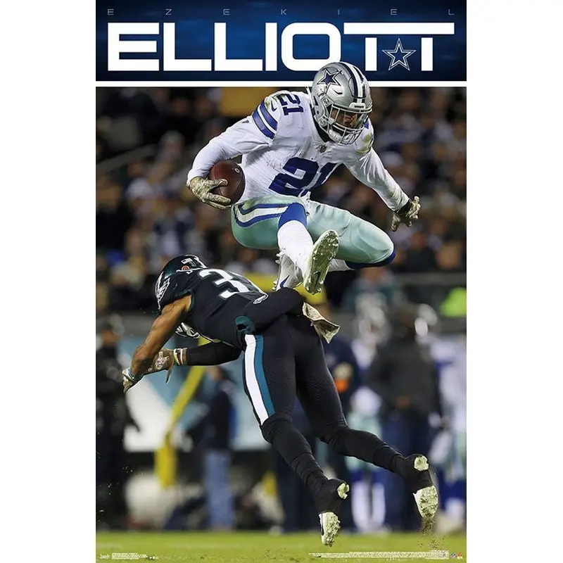 Ezekiel Elliott "Airborne" Dallas Cowboys NFL Action Wall Poster - Trends International