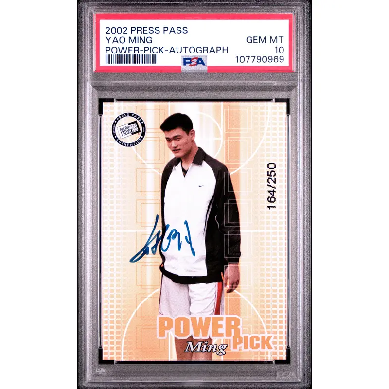 Yao Ming 2002 Press Pass Power Pick Autograph #164/250 PSA 10 Gem Mint