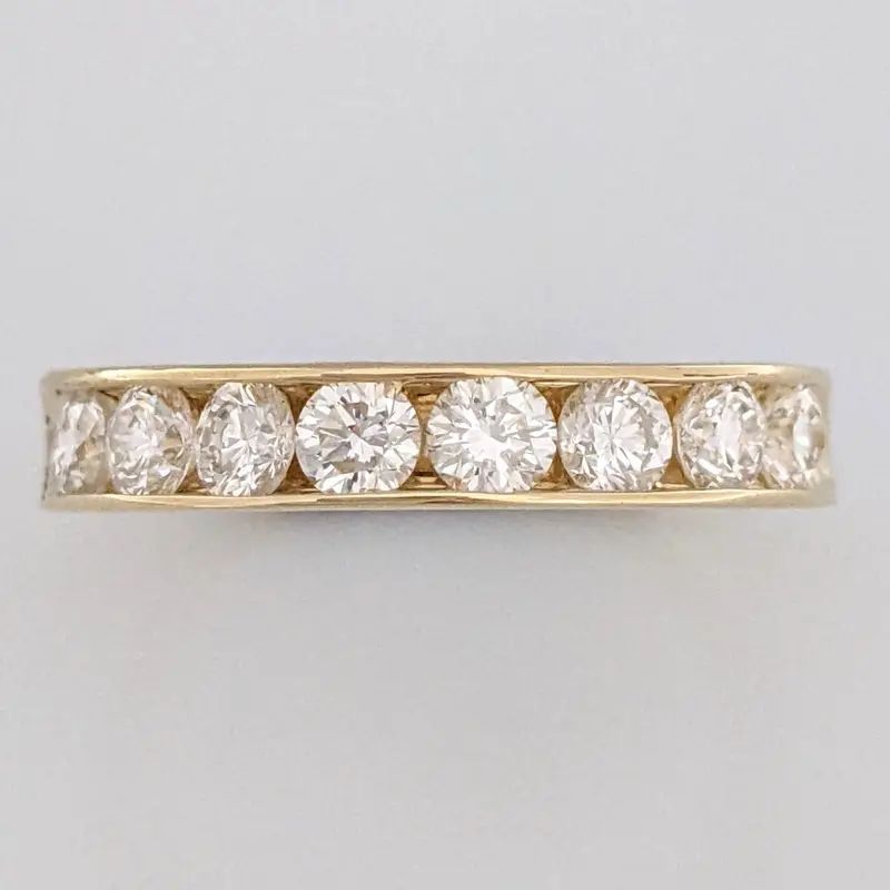 14K 1.01 CARAT TOTAL WEIGHT SI2 H DIAMOND ROUND (8) ESTATE CHANNEL SET BAND 3.2 GRAMS