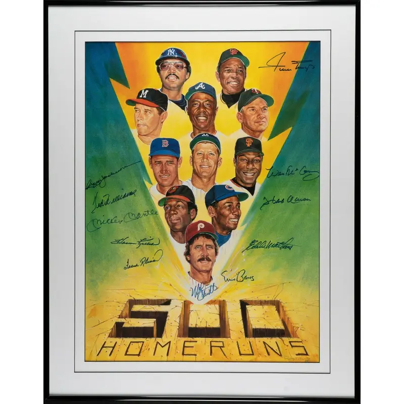 Beautiful 500 Home Run Club Signed Large Photo Mickey Mantle Ted Williams PSA