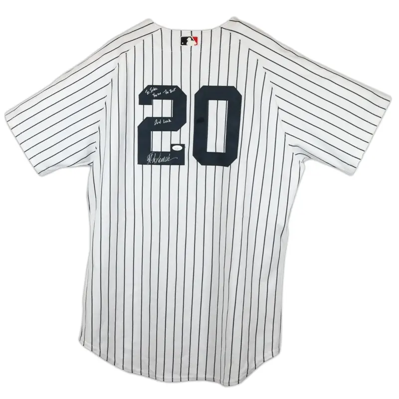 Jorge Posada Signed NY Yankees Jersey Inscribed To Joba Chamberlain JSA COA