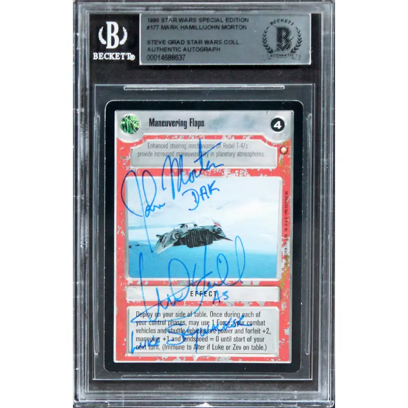 Mark Hamill & John Morton Star Wars Signed 1998 Star Wars SE #177 Card BAS Slab