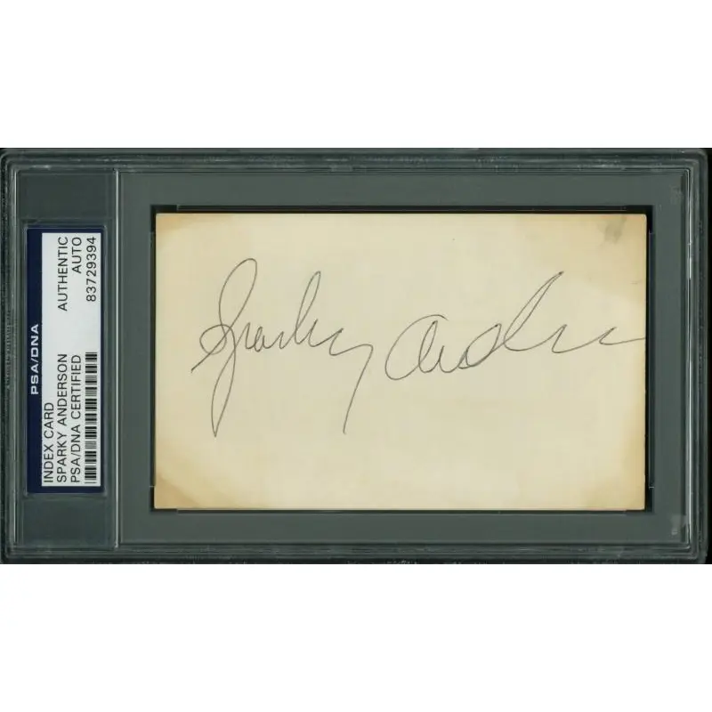 Tigers Sparky Anderson Authentic Signed 3X5 Index Card PSA/DNA Slabbed