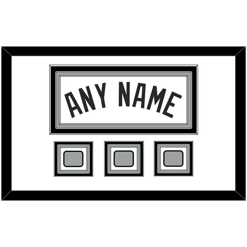 San Antonio Name With 3 Champions Banner Patches - Home White (1989-2002) - Triple Mat 1