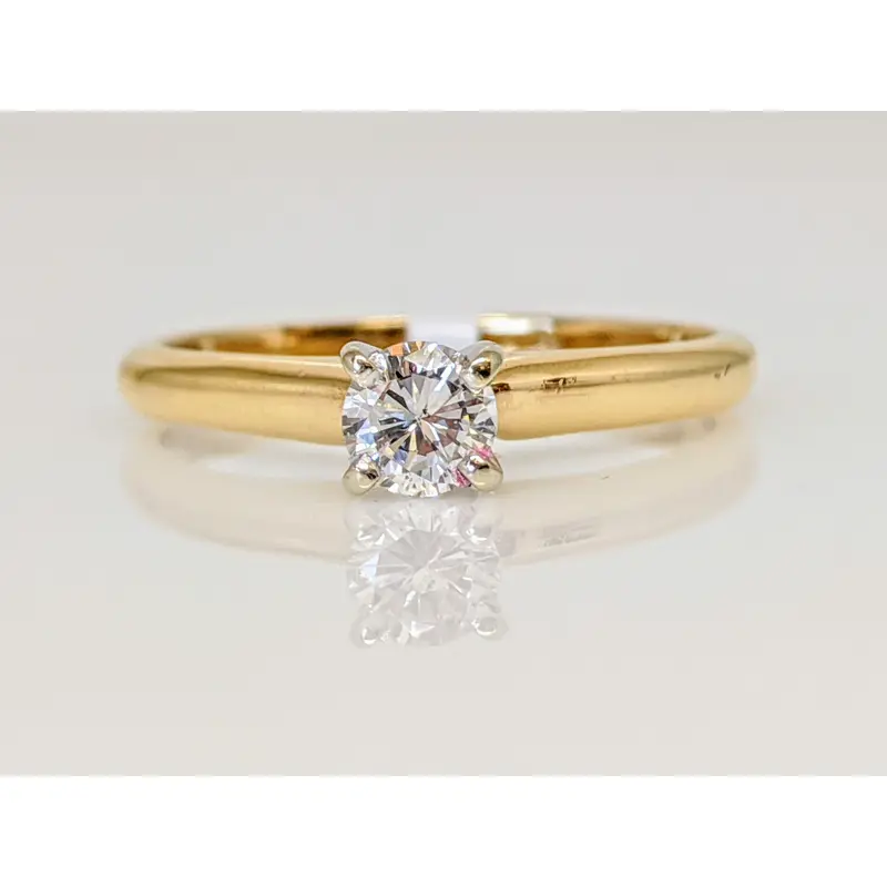 14K .32 CARAT TOTAL SI2 H DIAMOND ROUND 4-PRONG SOLITAIRE ESTATE RING 2.4 GRAMS