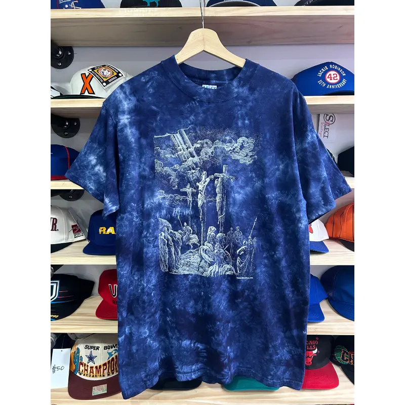 Vintage Tie Dye Jesus Biblical Depiction Tee Medium