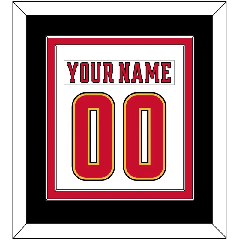 Calgary Nameplate & Number (Back) Combined - Road White (2017-2020) - Double Mat 3